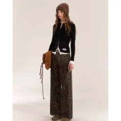 AsGony Contrast Color Fake-2-Piece Slim Knit Top Black
