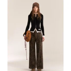 AsGony Contrast Color Fake-2-Piece Slim Knit Top Black
