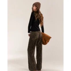 AsGony Contrast Color Fake-2-Piece Slim Knit Top Black
