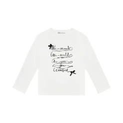 AsGony 3D Bow Knot Printed Casual L/S T-Shirt White