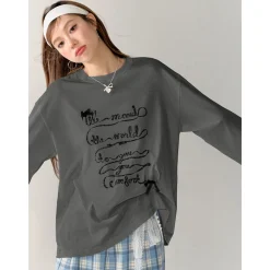 AsGony 3D Bow Knot Printed Casual L/S T-Shirt Gray