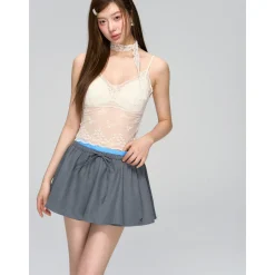 AsGony Lace Chest Pads Slim Slip Vest