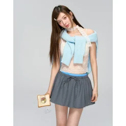 AsGony Lace Chest Pads Slim Slip Vest