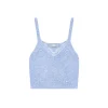 AsGony Lace Patchwork Knit Slip Vest Blue