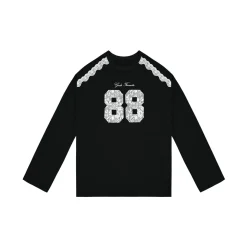 AsGony Retro Lace Patchwork L/S T-Shirt Black