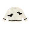 AsGony Towel Fleece Soft Puppy Jacquard Lapel Cardigan