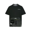 Aventen Pin Contrast Color Denim Pocket T-Shirt Black