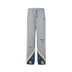 Aventen Pin Denim Patch Destroyed Zipper Pants