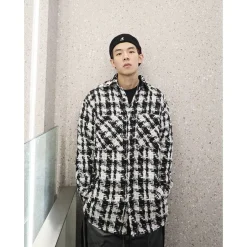 Charlie Luciano Tweed Over Shirt Black/White