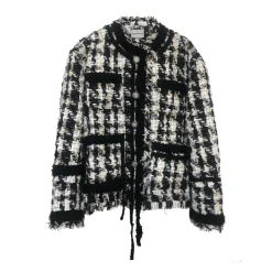 Charlie Luciano Tweed Tassel Jacket Black/White