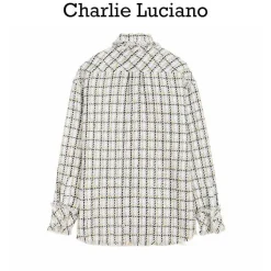Charlie Luciano Tweed Tassel Overshirt White