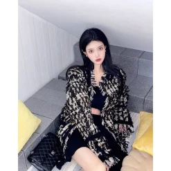 Charlie Luciano Tweed Tassel Jacket Black/Gold