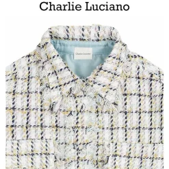 Charlie Luciano Tweed Tassel Overshirt White