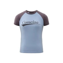 Concise White Printed Logo Slim Raglan Tee Blue