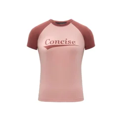 Concise White Printed Logo Slim Raglan Tee Pink