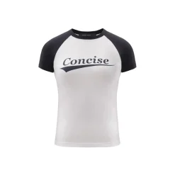 Concise White Printed Logo Slim Raglan Tee White