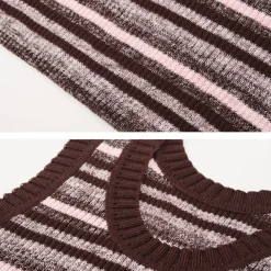 Concise-White Color Striped Knitted Vest Top