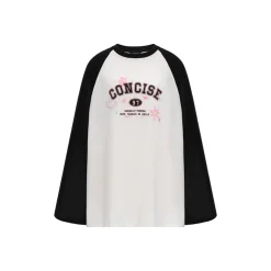 Concise-White Floral Logo Raglan L/S Tee Black