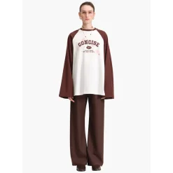 Concise-White Floral Logo Raglan L/S Tee Brown
