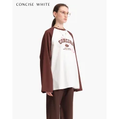Concise-White Floral Logo Raglan L/S Tee Brown
