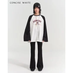 Concise-White Floral Logo Raglan L/S Tee Black