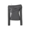 Cottia Chain Off-Shoulder Top Grey
