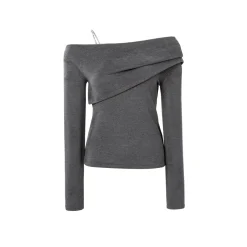 Cottia Chain Off-Shoulder Top Grey
