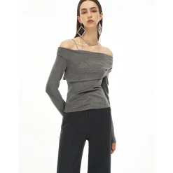 Cottia Chain Off-Shoulder Top Grey