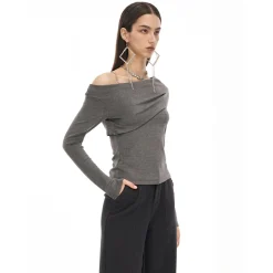 Cottia Chain Off-Shoulder Top Grey