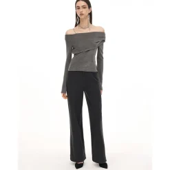 Cottia Chain Off-Shoulder Top Grey