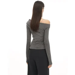 Cottia Chain Off-Shoulder Top Grey