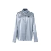 Cottia Logo Chain Satin Shirt Blue