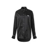 Cottia Metal Patch Straps Satin Shirt Black