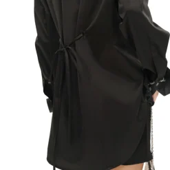 Cottia Metal Patch Straps Satin Shirt Black