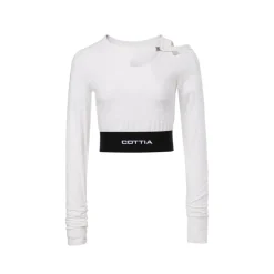 Cottia Monogram Hollow Out Logo Top White