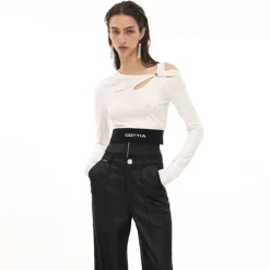 Cottia Monogram Hollow Out Logo Top White