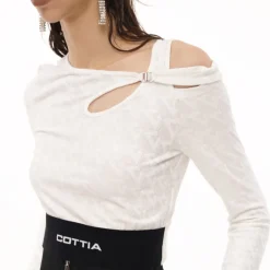 Cottia Monogram Hollow Out Logo Top White