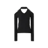 Cottia V-Neck Hollow Cutting Knit Top