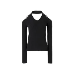 Cottia V-Neck Hollow Cutting Knit Top