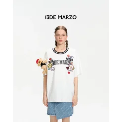 13De Marzo Badge Knit Collar T-Shirt White