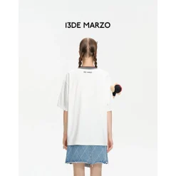 13De Marzo Badge Knit Collar T-Shirt White