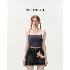 13De Marzo Base Knit Camisole Vest Navy Blue