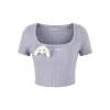 13De Marzo Basic Square Neck Slim-Fit Crop Top Grey