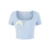 13De Marzo Basic Square Neck Slim-Fit Crop Top Blue
