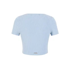13De Marzo Basic Square Neck Slim-Fit Crop Top Blue