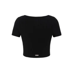 13De Marzo Basic Square Neck Slim-Fit Crop Top Black
