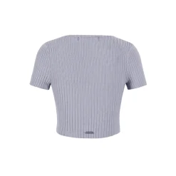 13De Marzo Basic Square Neck Slim-Fit Crop Top Grey