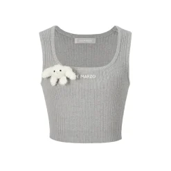 13De Marzo Bear Basic Knit Tank Vest Gray