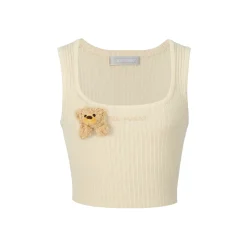 13De Marzo Bear Basic Knit Tank Vest Beige