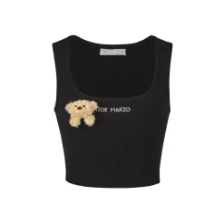 13De Marzo Bear Basic Knit Tank Vest Black